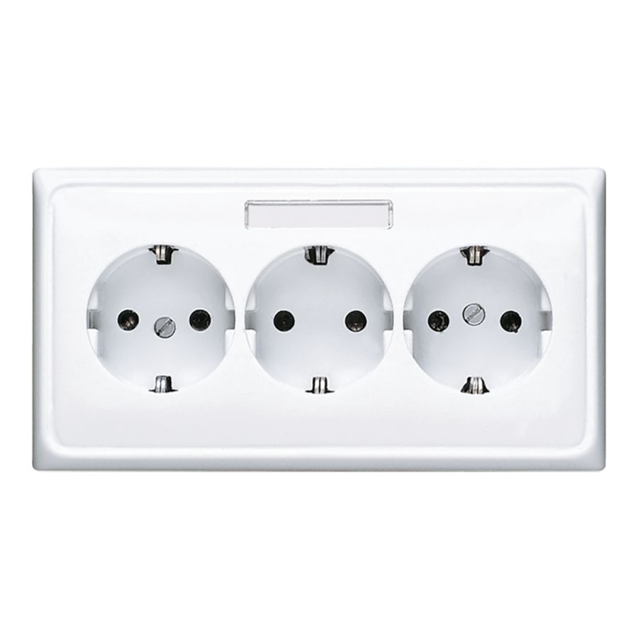 Wandcontactdoos a.wit 3-voudig m.tekstvastv.w.goot CD500