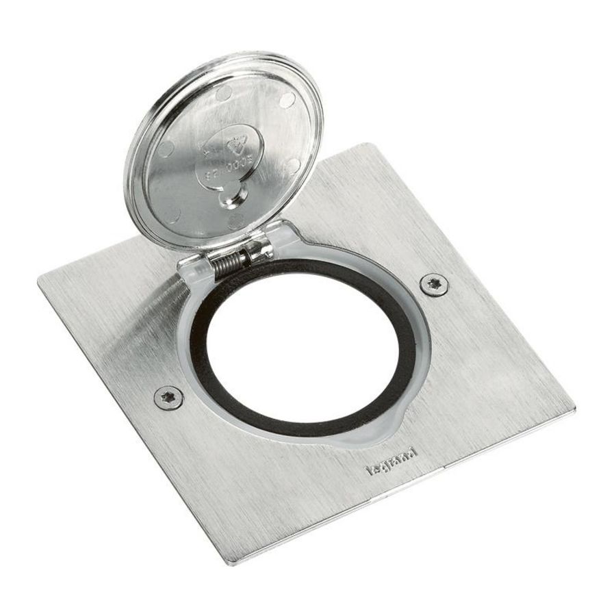 Houder vloercontactdoos vierkant RVS IP44 IK08