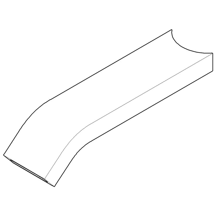 Uitloop 156x34x38mm chr gebors.