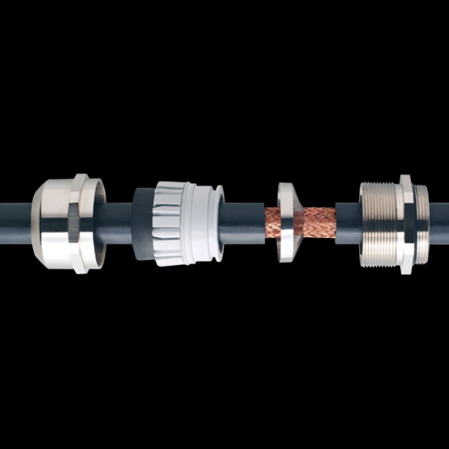 EMC-wartel, messing vernikkeld M20x1,5 doorlaat 6-13mm scherm 5-12mm (EMSKV20EMV-S) VVE=50