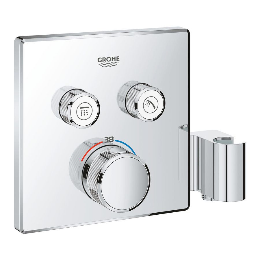 Grohtherm SMARTCONTROL afbouwdeel thermostaat met 2x omstel vierkant met douchehouder chroom