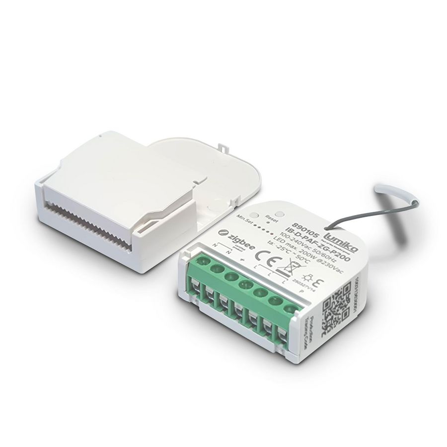 Dimmer inbouw Zigbee faseafsnijding 1-200W LED puls draadl. Klemko