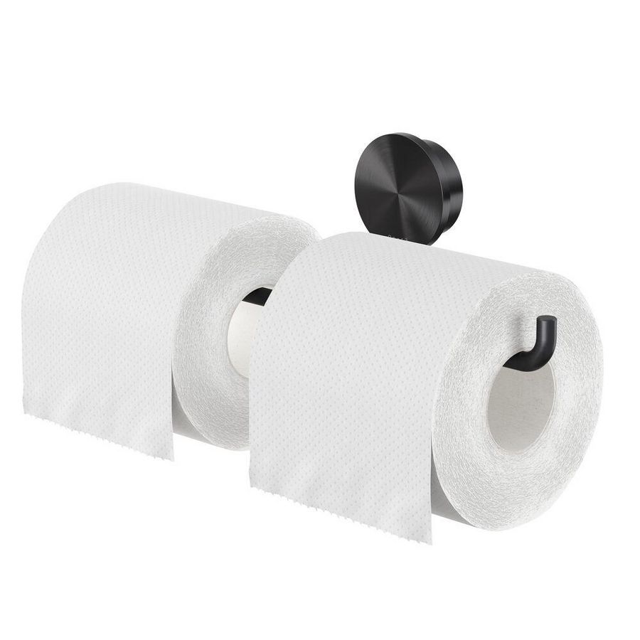 Closetrolhouder dubbel zonder klep metal black OPAL
