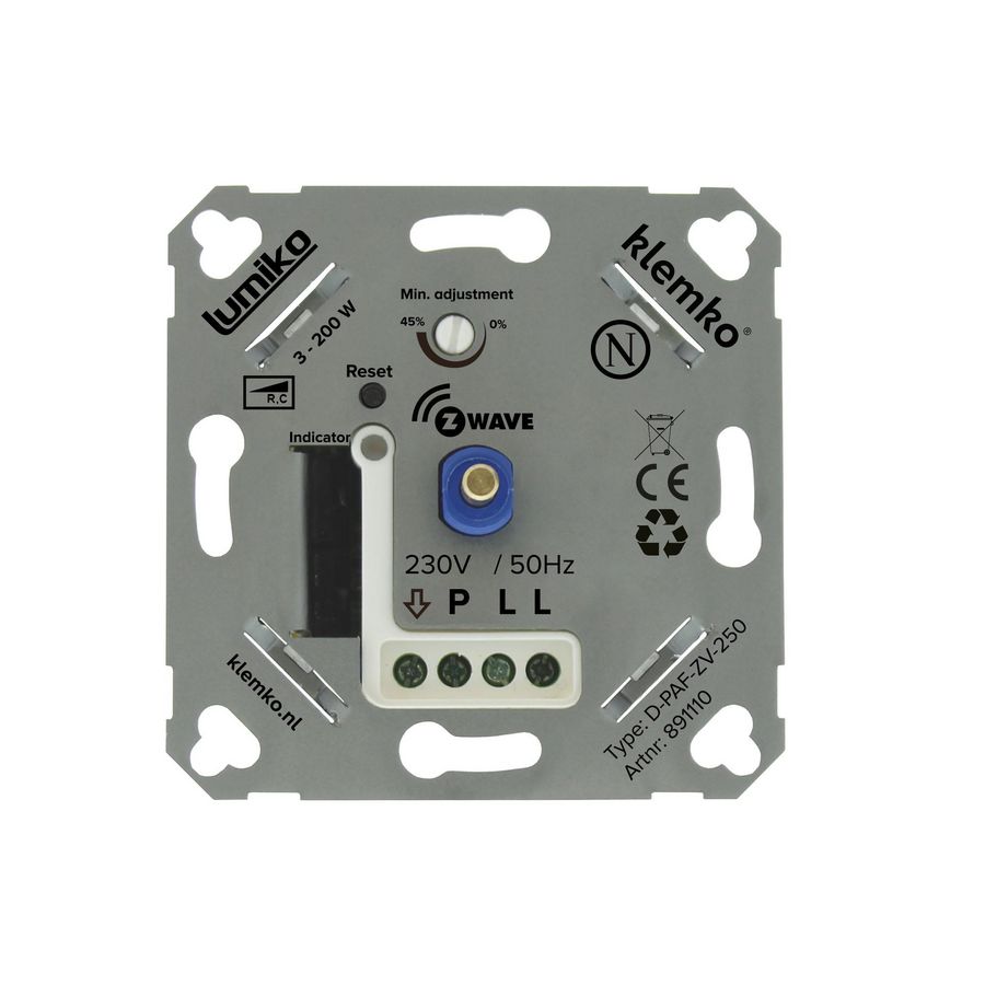 Universele druk draai leddimmer Z-wave faseafsnijding 3-200W Klemko