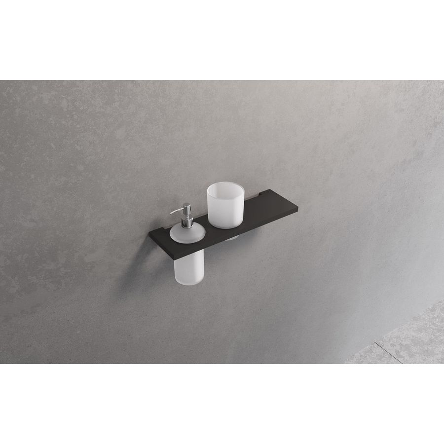 Planchet met glas en zeepdispenser 9,7x45 cm matchroom