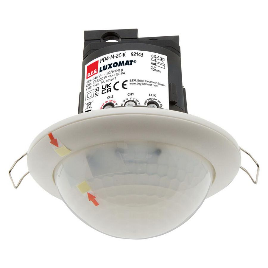 Aanwezigheidsmelder 2C gangen 360gr. IB wit IP20 40m 2Kanaal