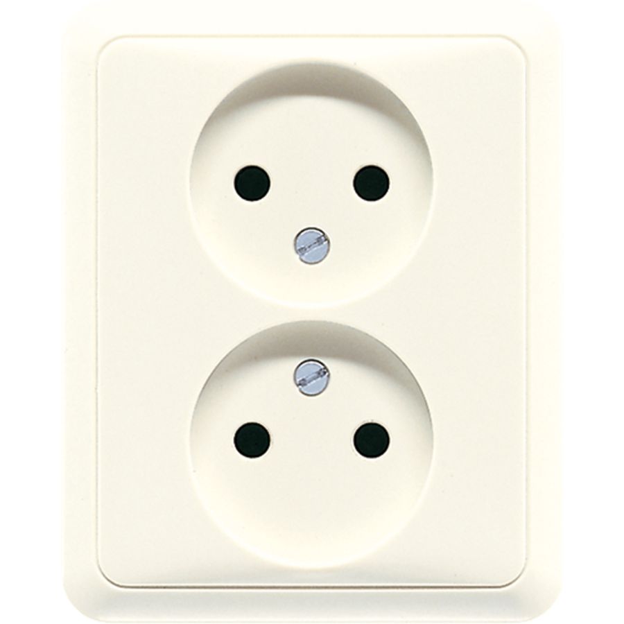 Wandcontactdoos wit 2-voudig m. kinderbeveil. CD500