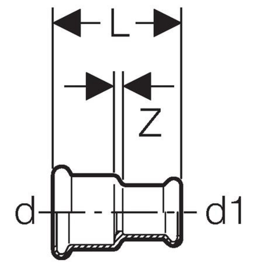 Perssok verlopend MAPRESS koper (brons) 15x14mm 2 x pers