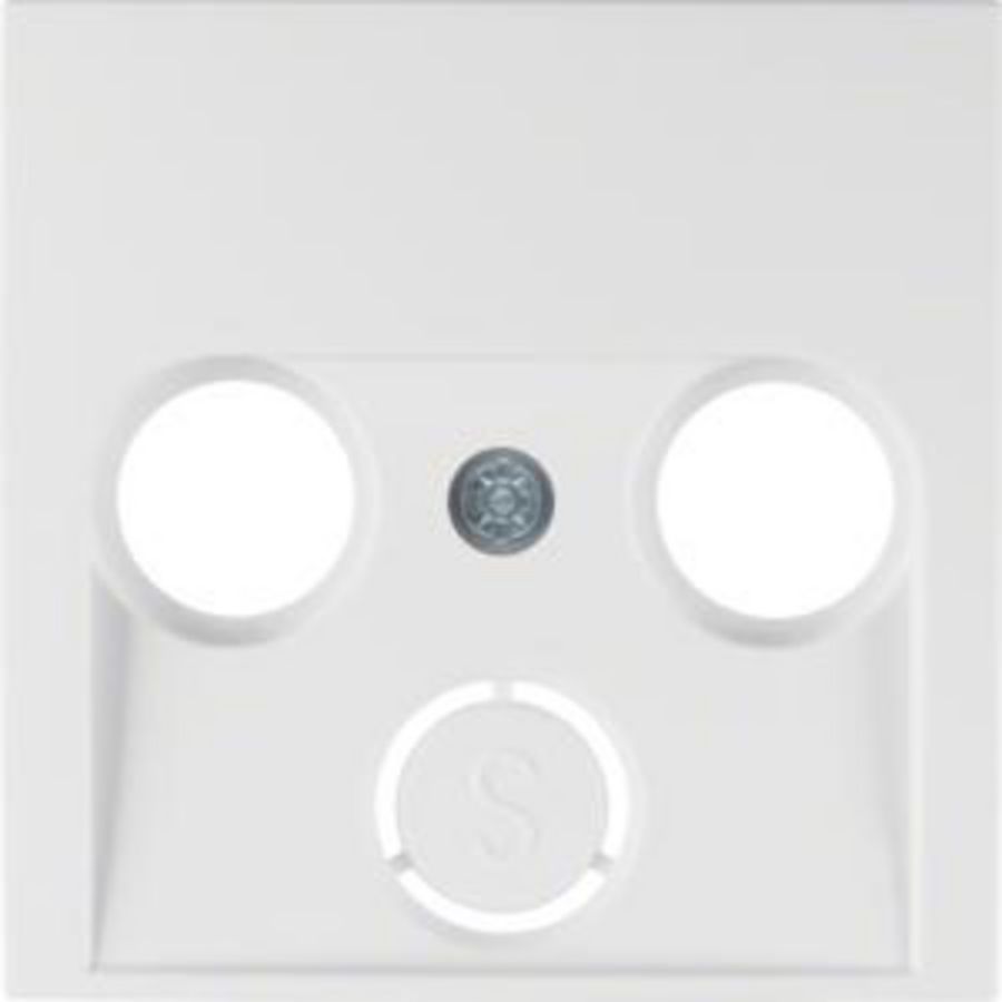 Afdek. Antennecontactd. 2 uitsparingen berker S.1/B.3/B.7 polar wit mat