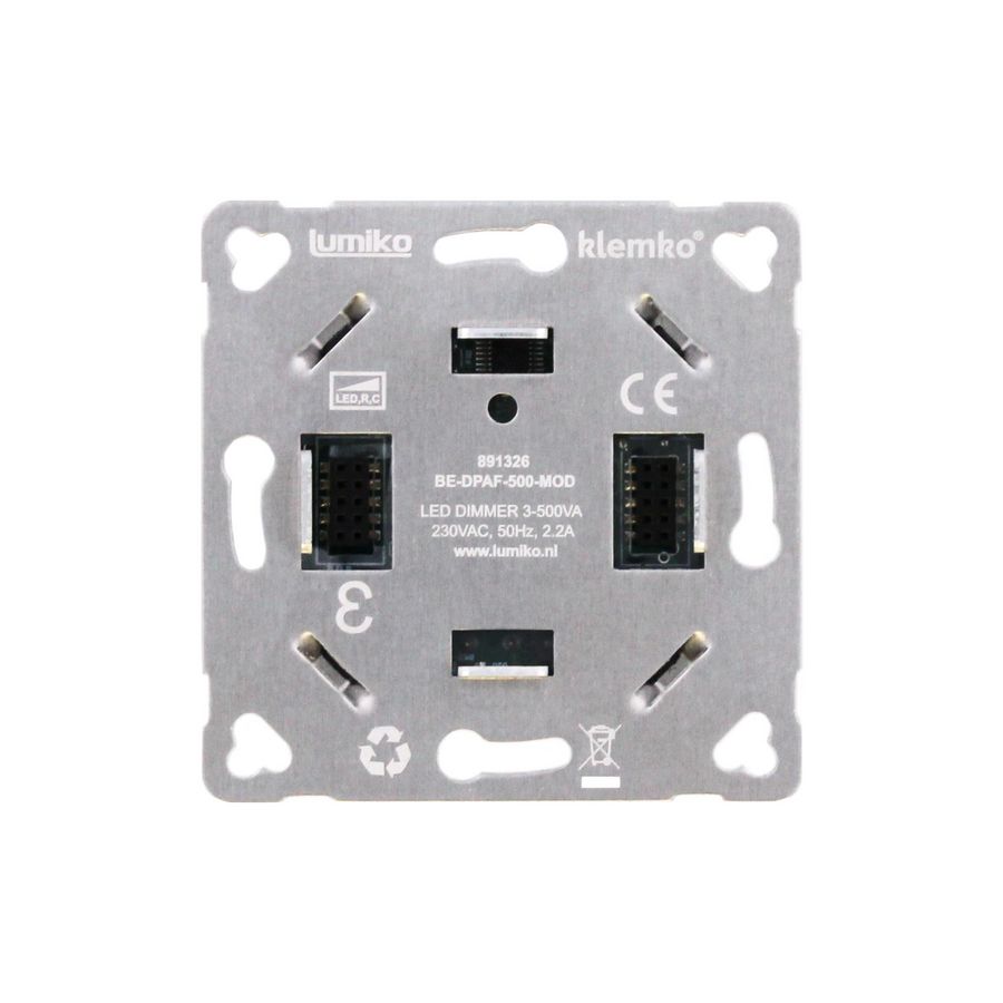 Dimmer 3 modulaire 2-draads fase-afsnij (RC) inbouw-500VA Klemko