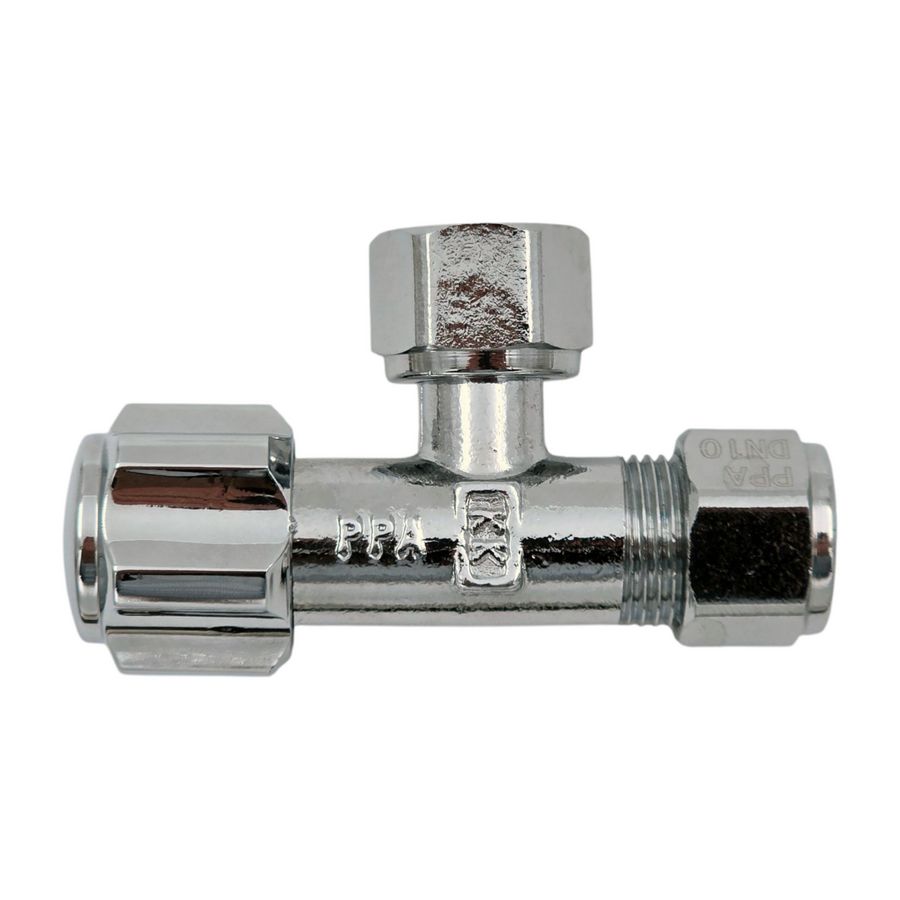 Hoekstopkraan chroom 12mm knel x 3/8"bi. Kiwa VVE=100