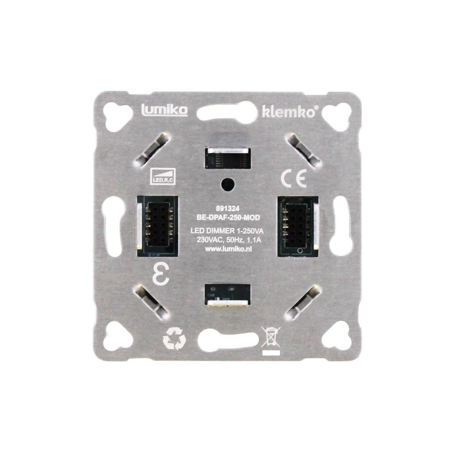 Dimmer 1 modulaire 2-draads fase-afsnij (RC) inbouw-250VA Klemko