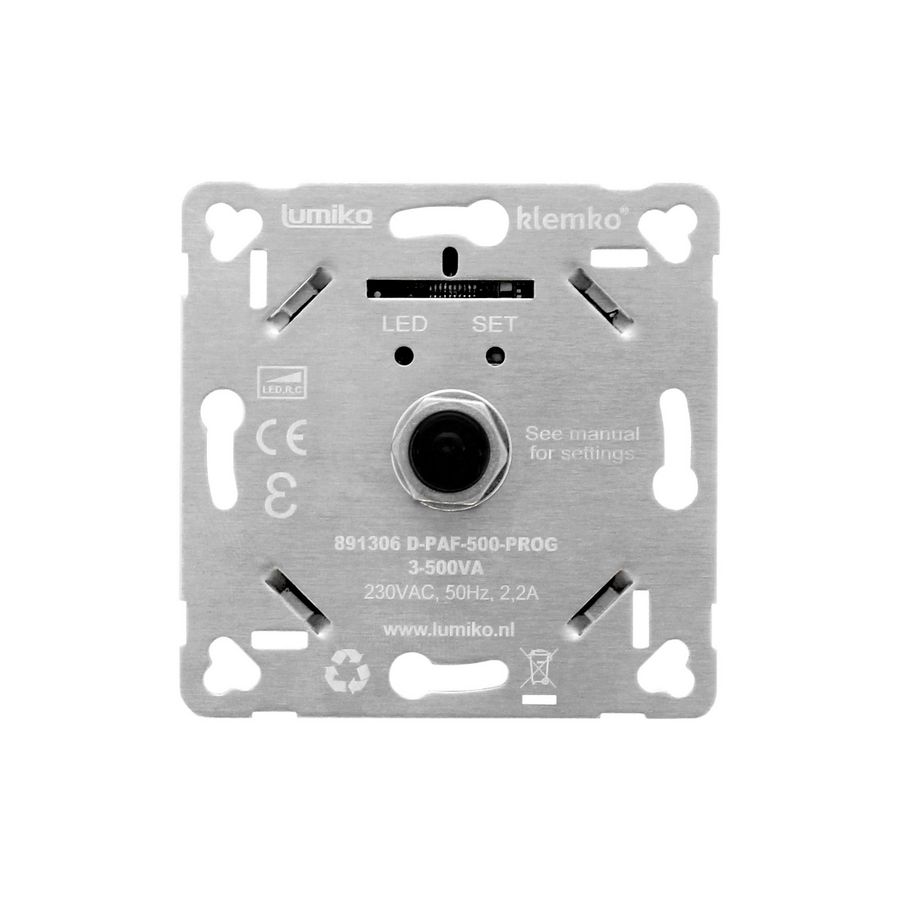 Dimmer 2-draads fase-afsnij inb. digitaal 3-500VA Klemko