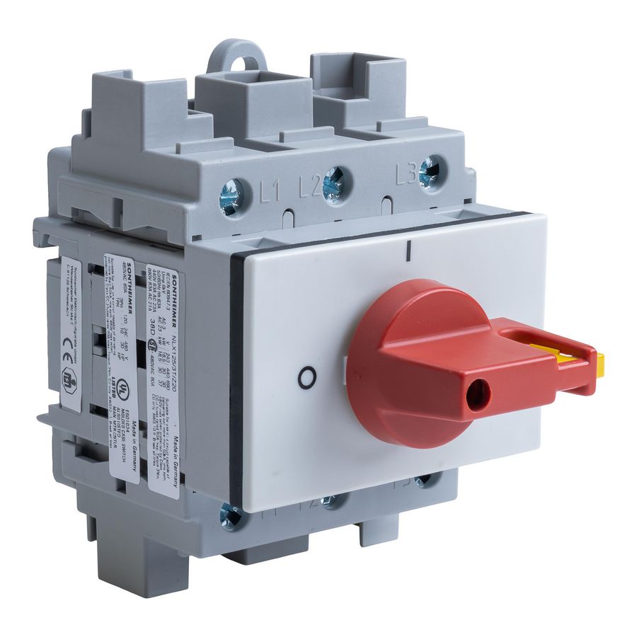 Hoofdschakelaar nood-uit UL489/CSA 63A 3-polig DIN-rail montage