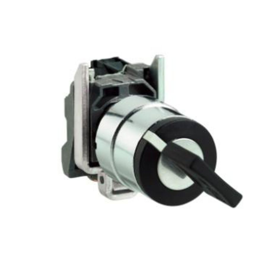 Keuzeschakelaar 2 standen Terugvering 22mm 600V 1NO Zwart
