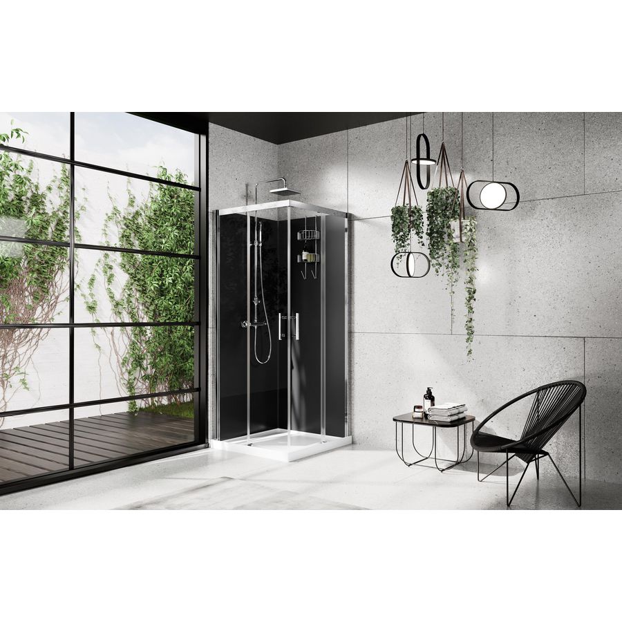 Verdi A 90 ther.meng.douchebak laag helder glas zwart/grijs