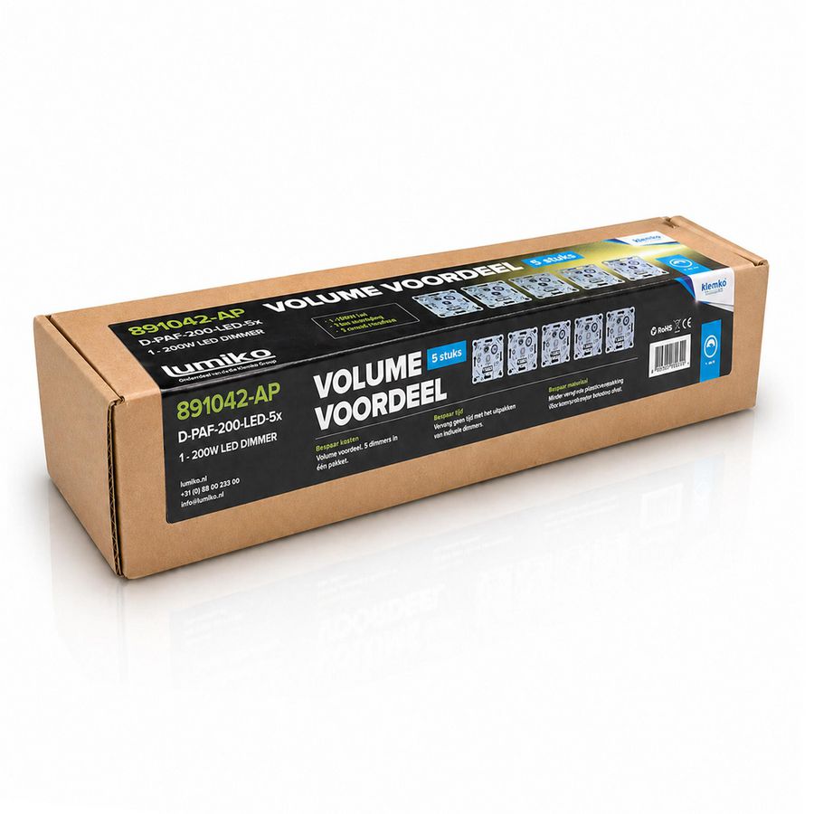 Doos a 5st. Universele leddimmer faseafsnijding 1-200W Klemko