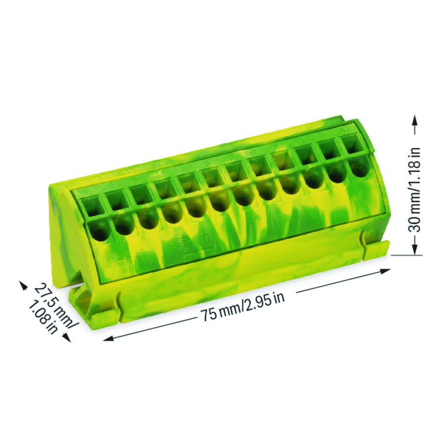 PE-aansluitblok verzamelrails 10x3 Push-in CAGE CLAM VVE=10