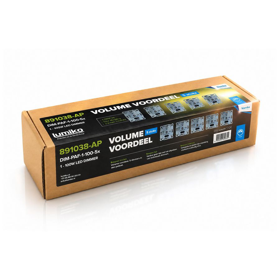 Doos a 5st. Universele leddimmer faseafsnijding 1-100W Klemko