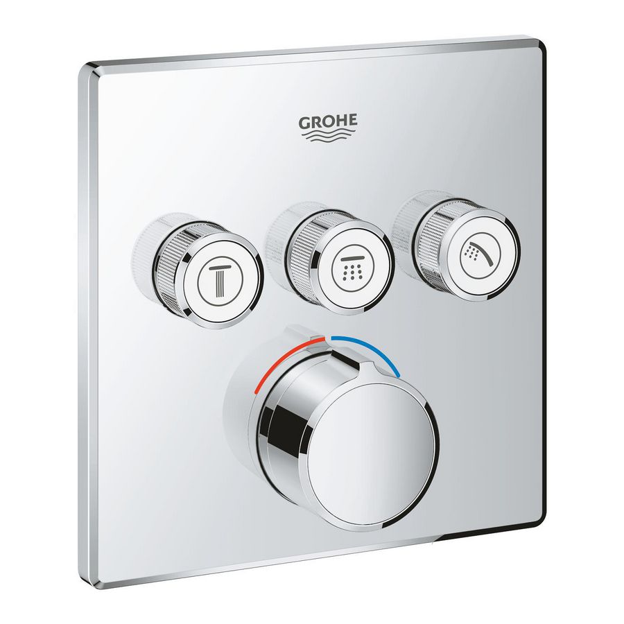 Afbouwdeel SMARTCONTROL met 3x omstel glas vierkant