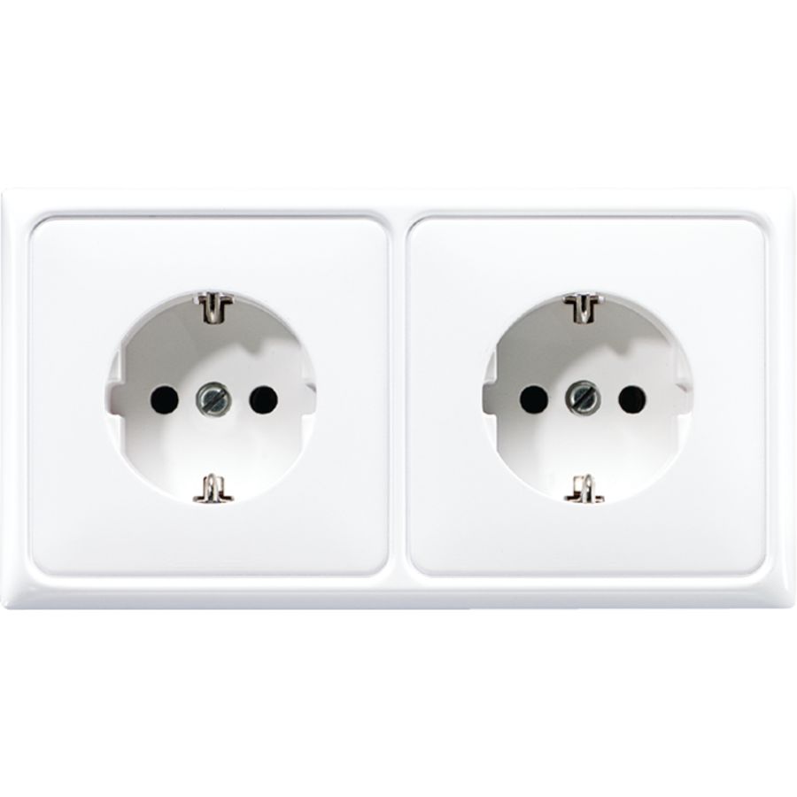 Wandcontactdoos alpin wit 2-voudig voor wandgoot CD500