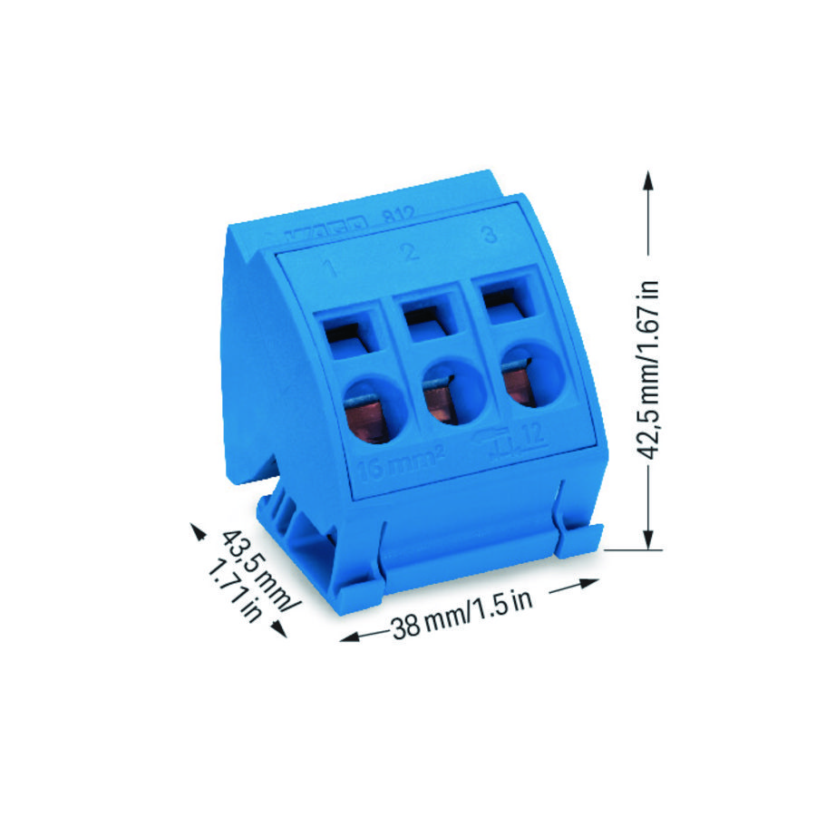 Aansluitblok verzamelrails 10x3 z. drukknop blauw VVE=12