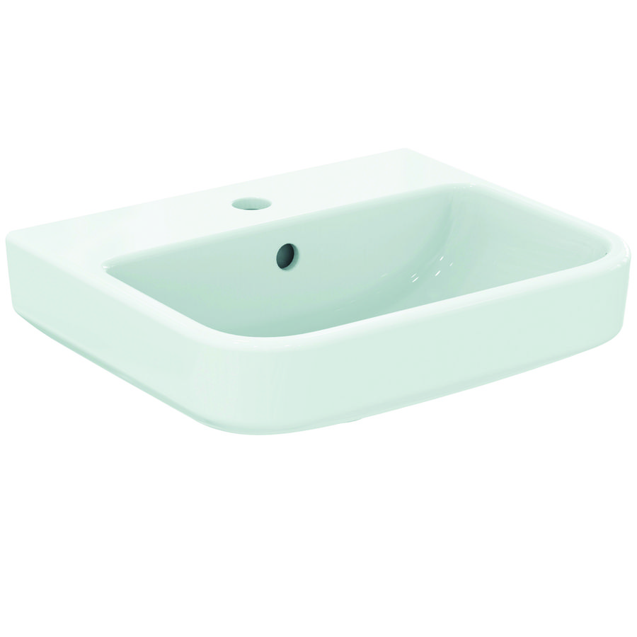 Fontein 450x380x160mm m. 1 kraangat m. overloop gl wit sg i.life b