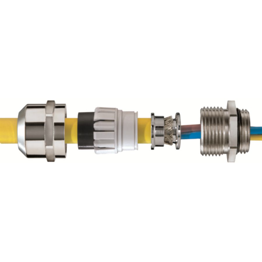 EMC-wartel, messing vernikkeld M25x1,5 doorlaat 13-21mm scherm. 20mm (EMSKV25-32EMV-Z) VVE=25