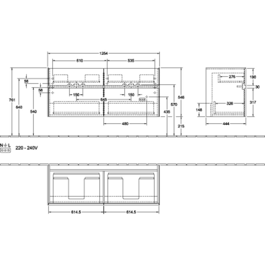 Wastafelonderkast Collaro 1254x546x444mm Oak Kansas C01300RH