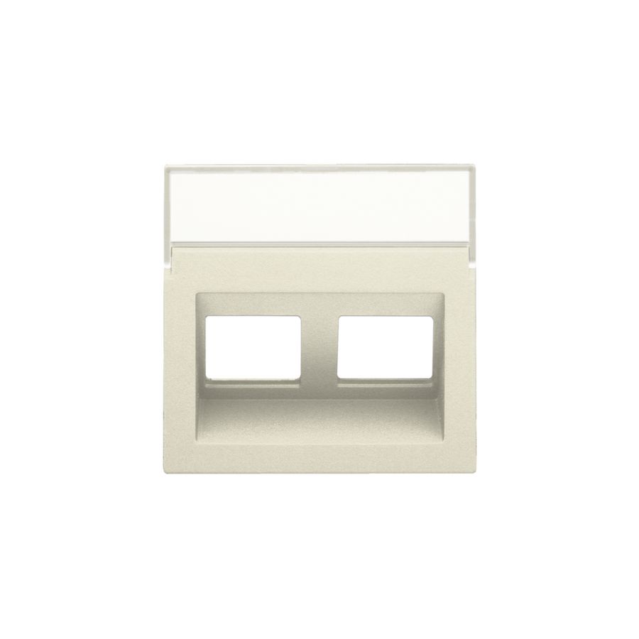 Centraalplaat data 2x RJ schuine uitgang cream