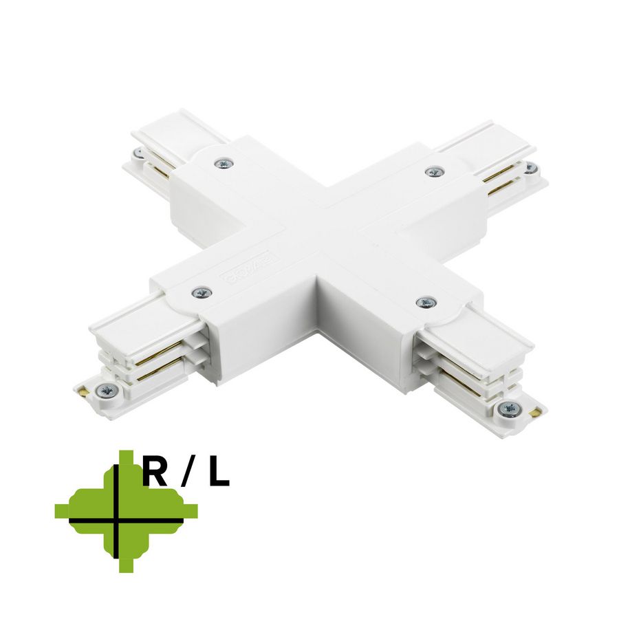 Spanningsrail 3-fase X connector 95x95mm wit RAL9010