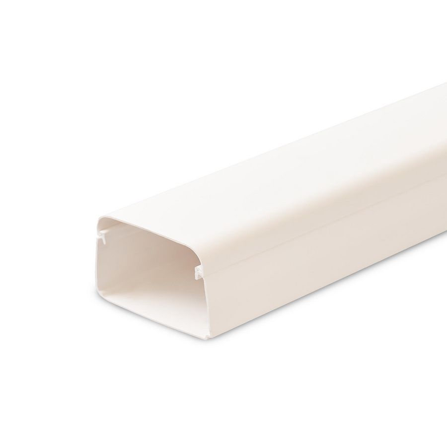 Lengte a 2mtr. leidinggoot met folie 80x60mm wit PVC RAL9010