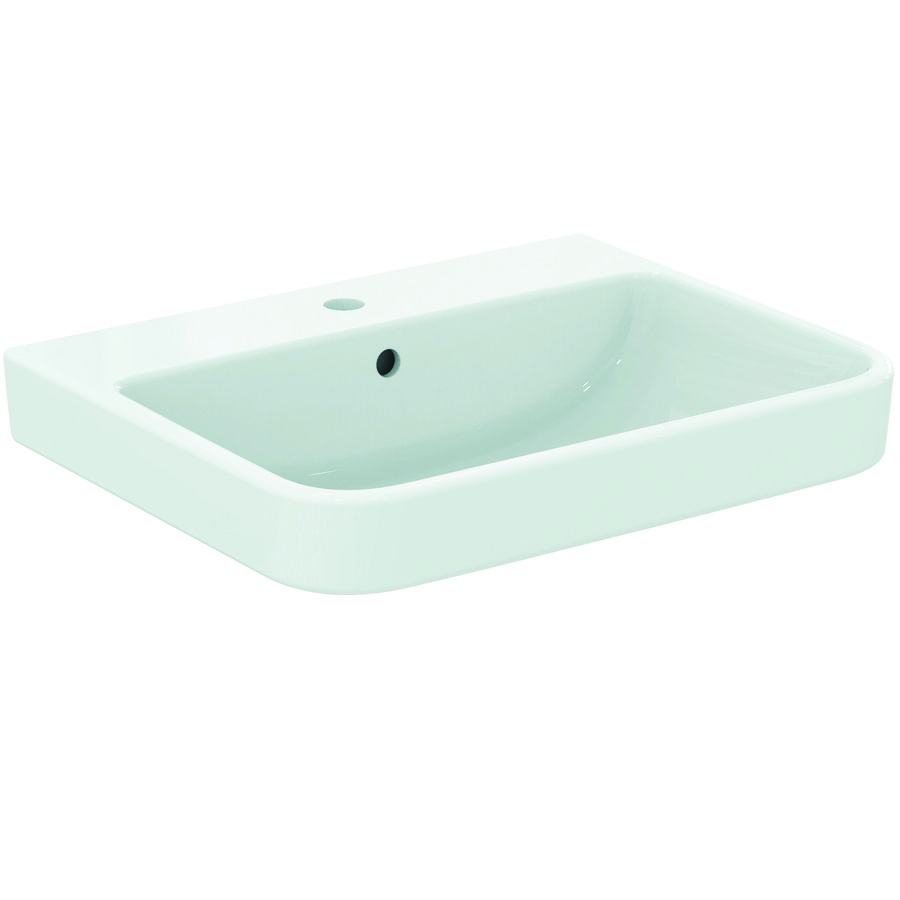 Wastafel 600x480x180mm m. 1 kraangat m. overloop gl wit sg i.life b