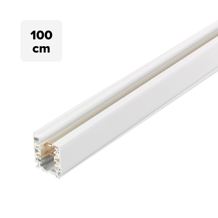 Spanningsrail 3-fase rail 100cm wit RAL9010