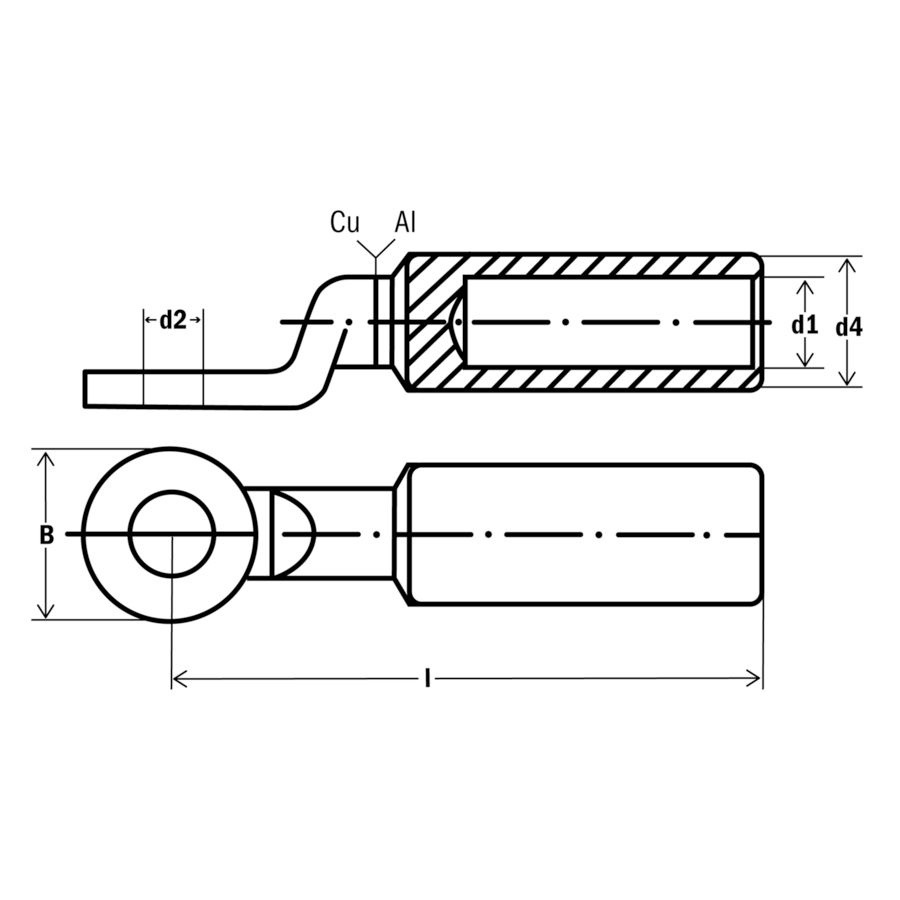 Zak a 5st. Perskabelschoen Al-Cu 300/M12 massieve uitvoering