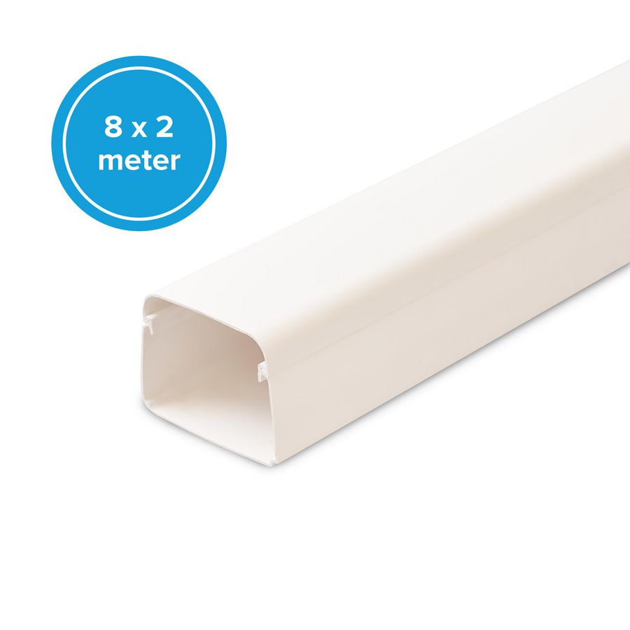 Omdoos met 8x leidinggoot á 2m. 90x65mm wit PVC RAL9010 (totaal 16m.)