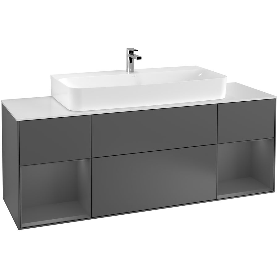 Wastafelonderkast Finion 1600x603x501mm Antr. Matt Lacquer F211GKGK