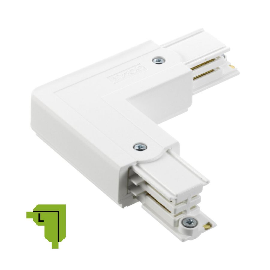 Spanningsrail 3-fase L connector wit RAL9010 Links
