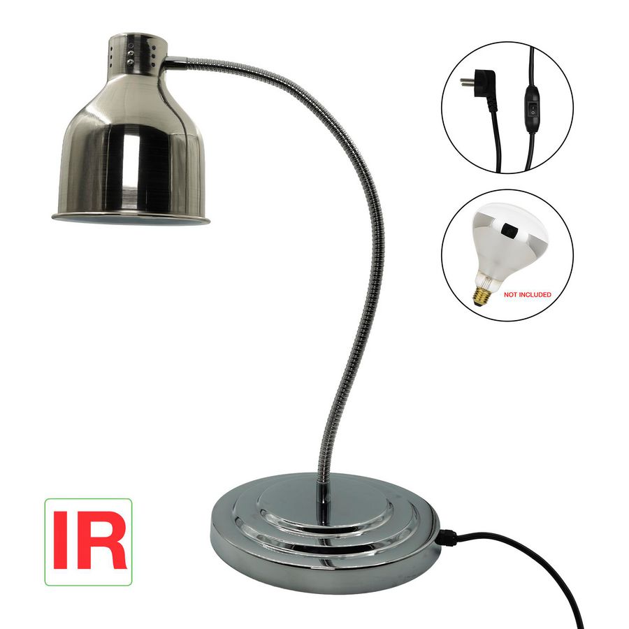 Warmhoudlamp RVS 1x E27 Buigbaar Zilver