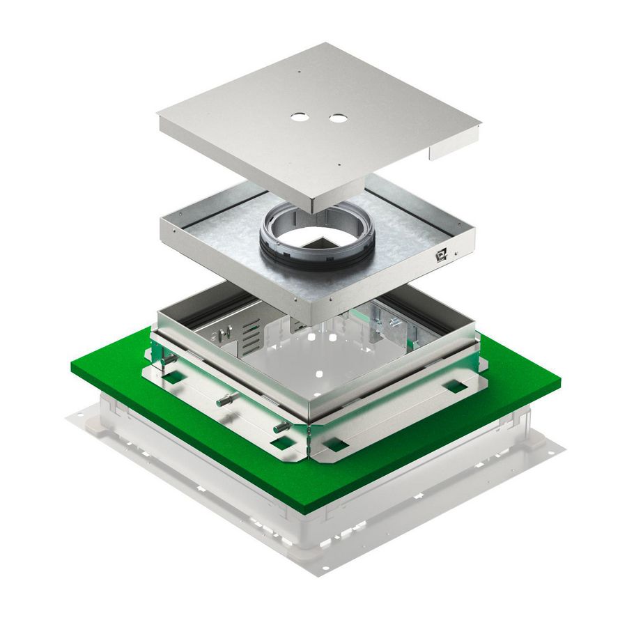 Cassette naadloze vloeren hoekig tubus 25mm BBA 243x243x83