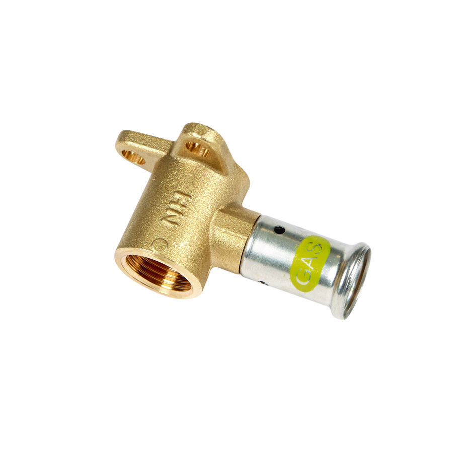 Enkele muurplaat persaansluiting laag  gas 2PG 16x1/2"bn.