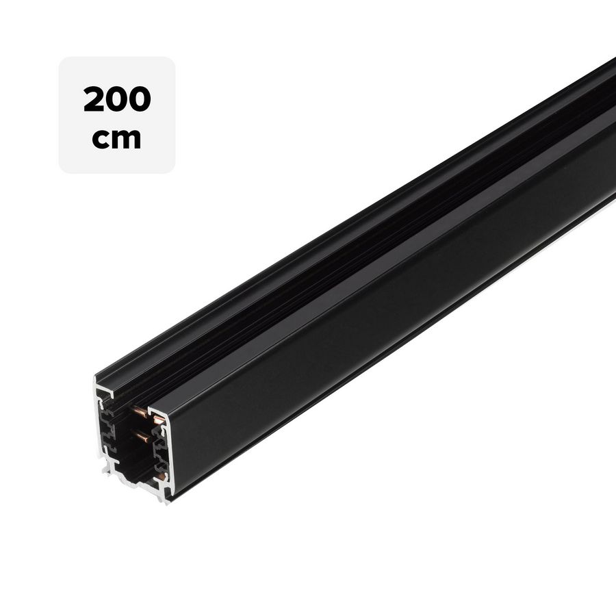 Doos a 2m. Spanningsrail 3-fase rail 200cm Zwart RAL900
