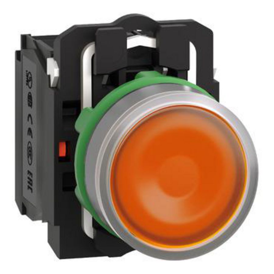 yellow flush illum pushbutton with integRALLED 24V cp grey