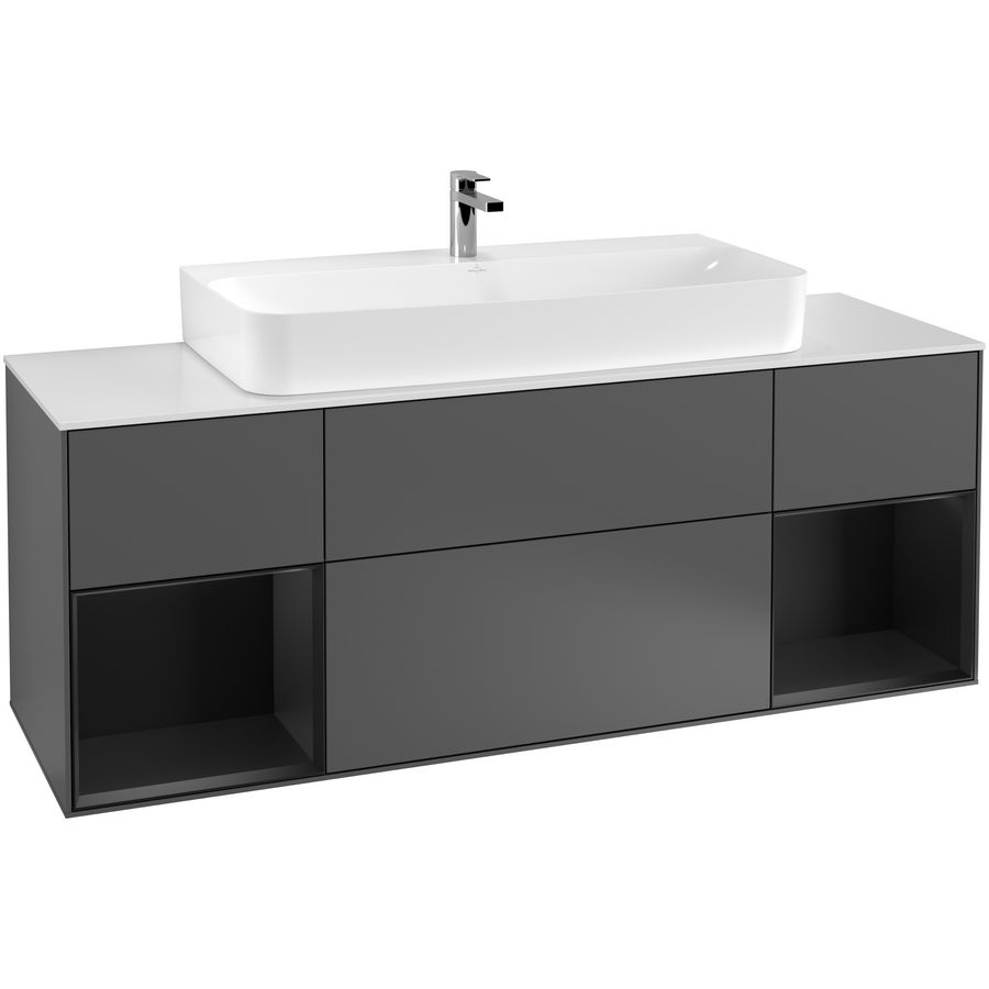Wastafelonderkast Finion 1600x603x501mm Antr. Matt Lacquer F211PDGK