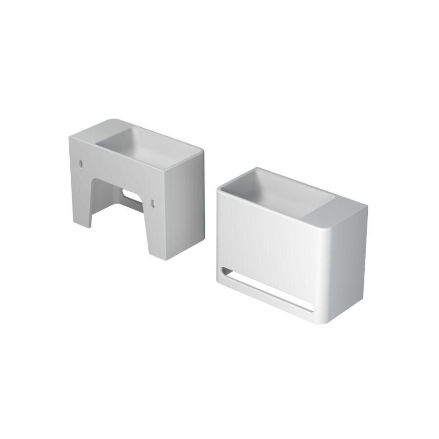 Fontein INK HANGAR met handdoekuitsparing polystone kraanvlak rechts zonder kraangat mat wit 40x20cm