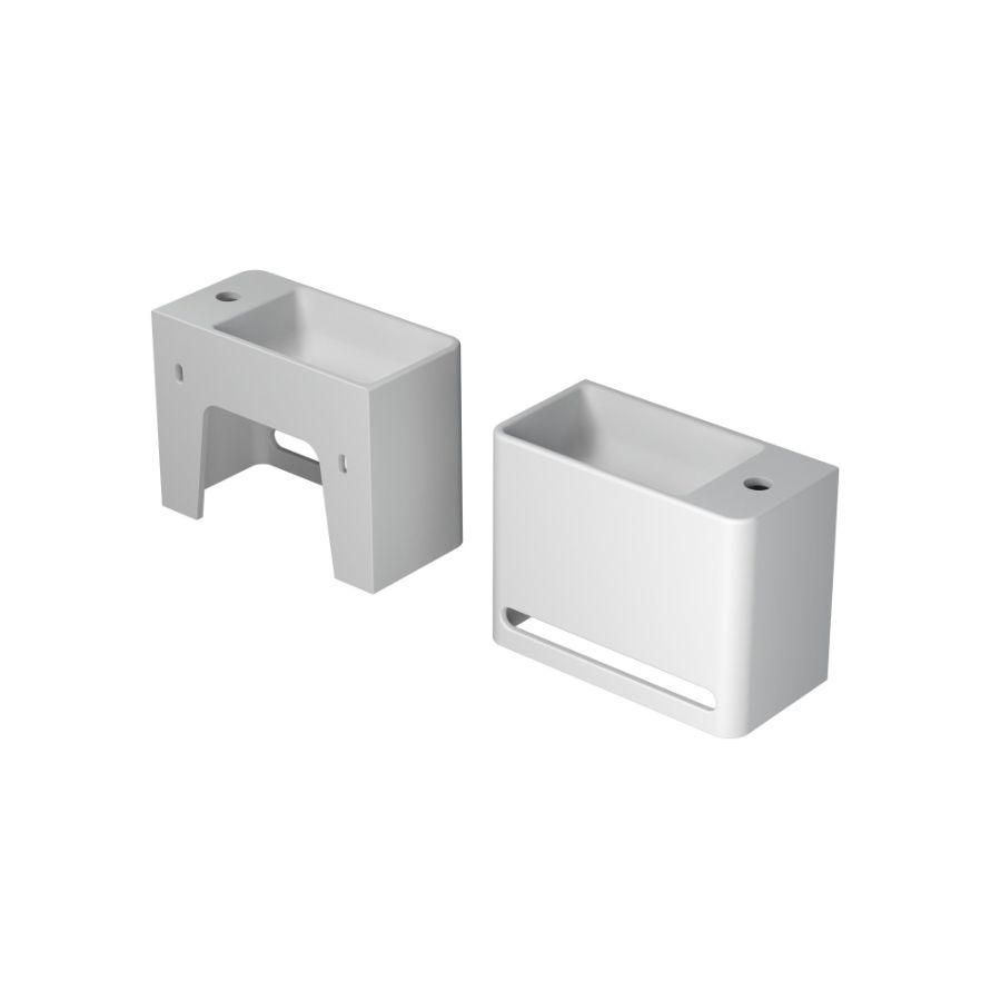 Fontein INK HANGAR met handdoekuitsparing polystone kraanvlak rechts met kraangat mat wit 40x20cm