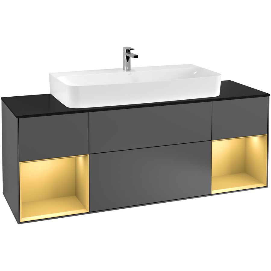 Wastafelonderkast Finion 1600x603x501mm Antr. Matt Lacquer F212HFGK