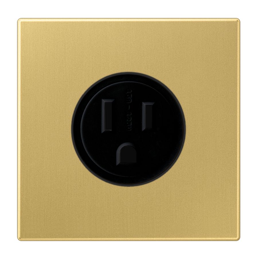 Wandcontactdoos LS messing klassiek Us-Nema 15 A