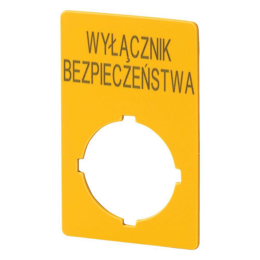 Schild NOOD-HOLD 50x33mm geel (taal Pools)