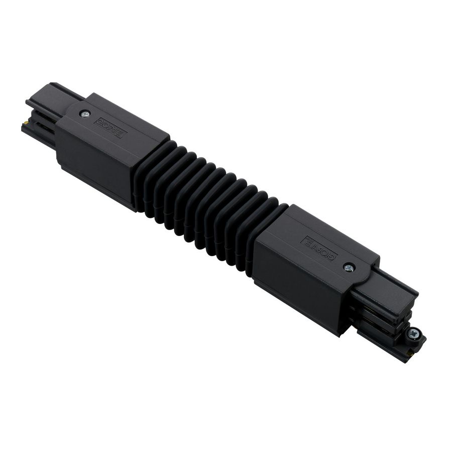 Spanningsrail 3-fase flexibele connector zwart RAL9005